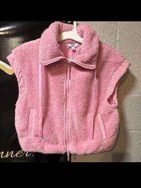 JoyLab Women’s Pastel Pink Sherpa Zip Vest